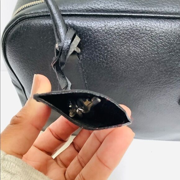 VINTAGE PRADA BOWLING BAG BOSTON BAG BLACK LEATHER EUC SHOULDER BAG PERFECTION - Picture 4 of 15